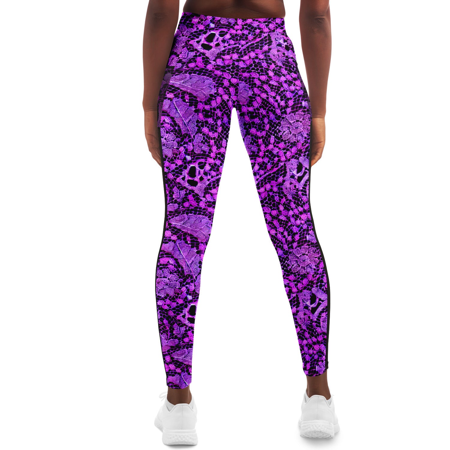 Black and Purple Lace Mesh Pocket Leggings - Purdy Funk