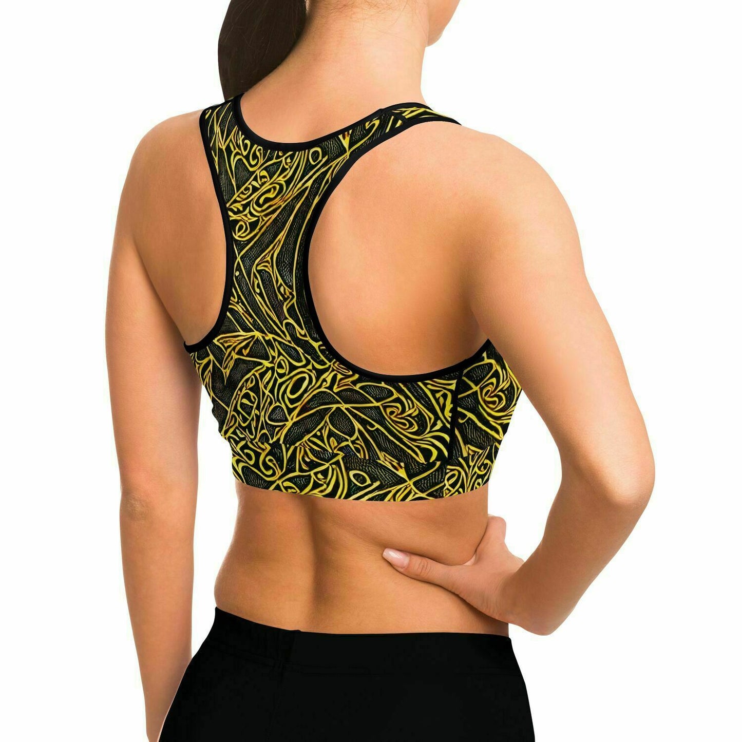 Black and Gold Sports Bra - Purdy Funk