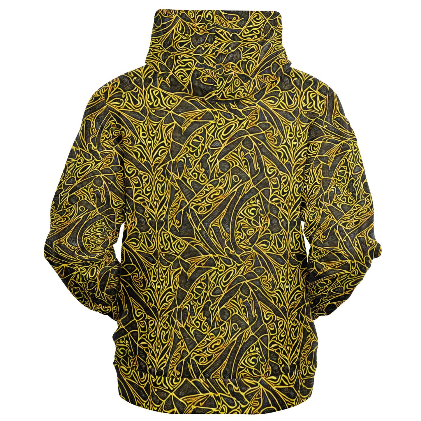 Striking Gold & Black Zip-Up Hoodie: Intricate Design, Premium Comfort - Purdy Funk