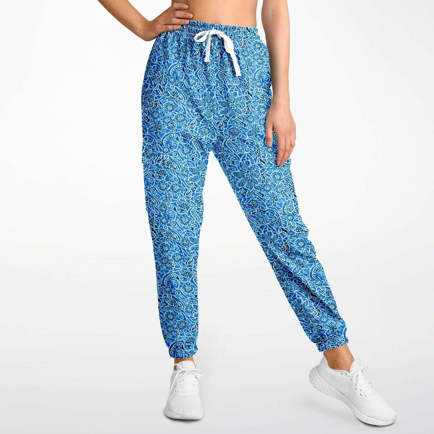 Eco-Friendly Blue Printed Cargo Sweatpants | Comfort Meets Style - Purdy Funk