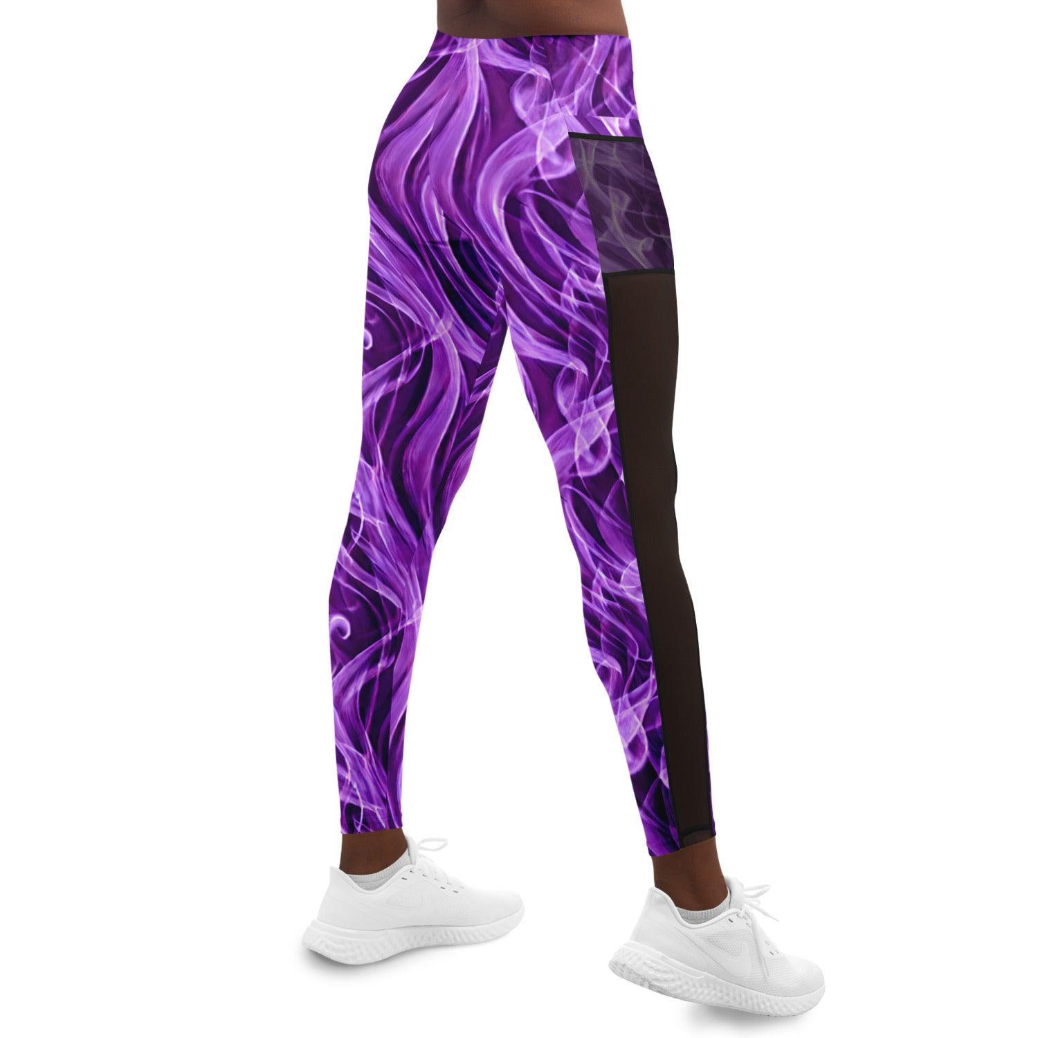 Purple Smoke Mesh Pocket Leggings - Purdy Funk