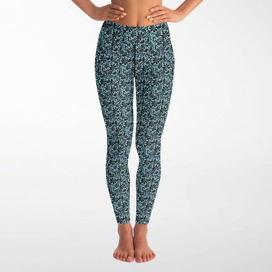 Blue and Black Lace Yoga Leggings