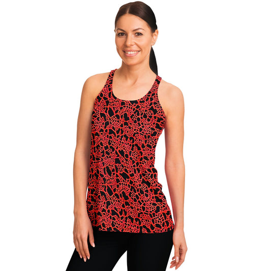 Red and Black Lace Flowy Racerback Tank Top - Purdy Funk