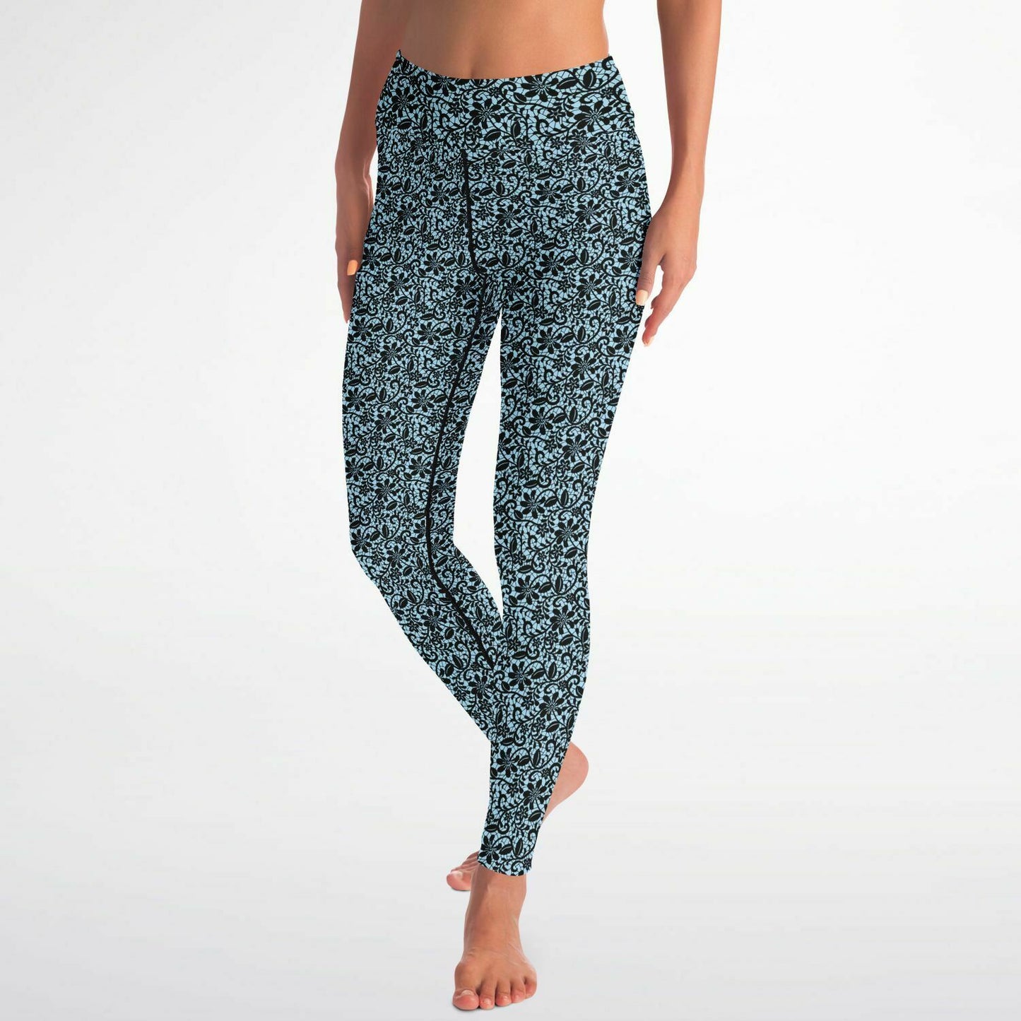 Blue and Black Lace Yoga Leggings