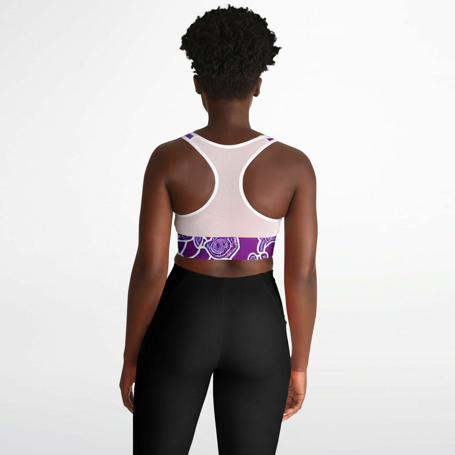 Mesh Padded Sports Bra - AOP - Purdy Funk