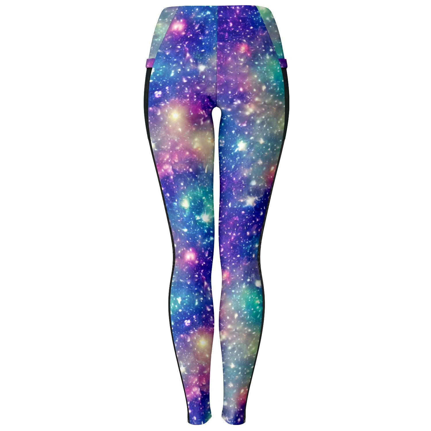 Galaxy inspired Black Mesh Pocket Leggings - Purdy Funk