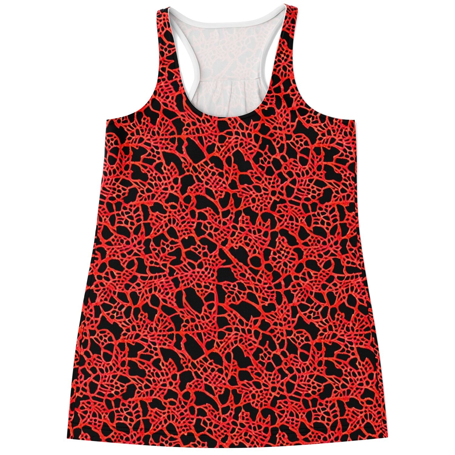 Red and Black Lace Flowy Racerback Tank Top - Purdy Funk