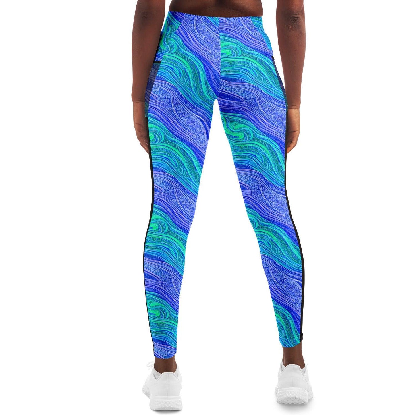 Blue Wave Mesh Pocket Leggings - Purdy Funk