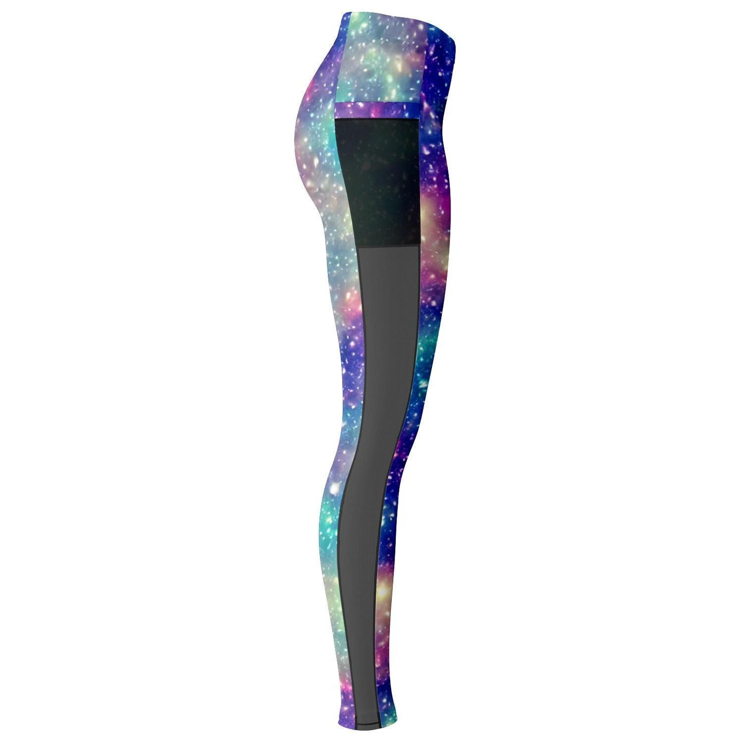 Galaxy inspired Black Mesh Pocket Leggings - Purdy Funk