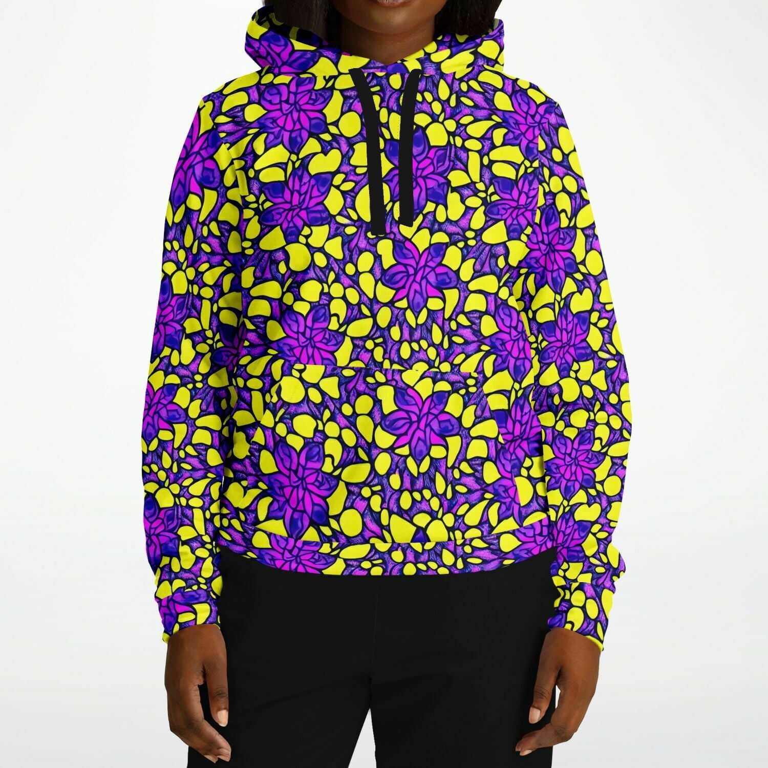 Vibrant Flower Print Athletic Hoodie - Purdy Funk