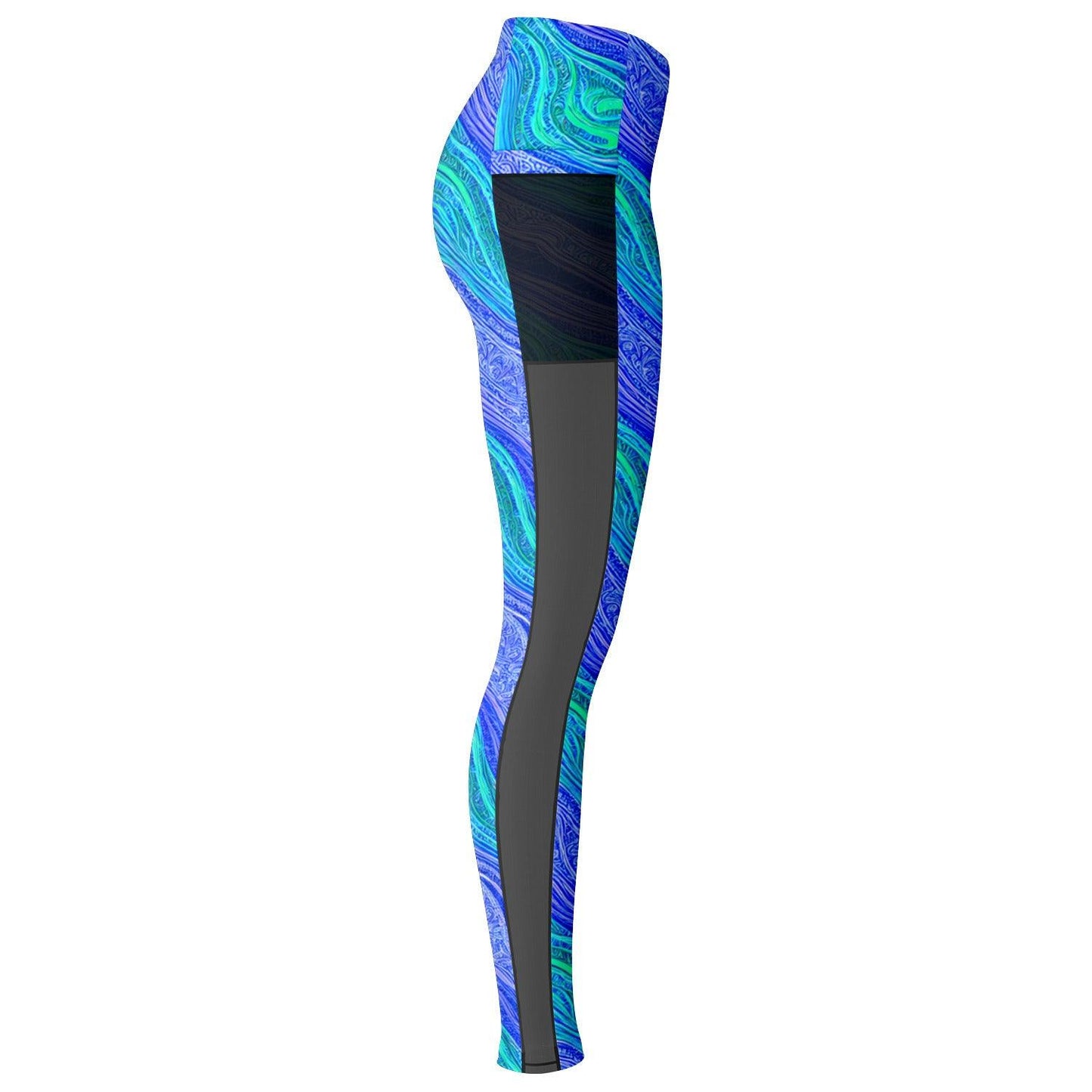 Blue Wave Mesh Pocket Leggings - Purdy Funk