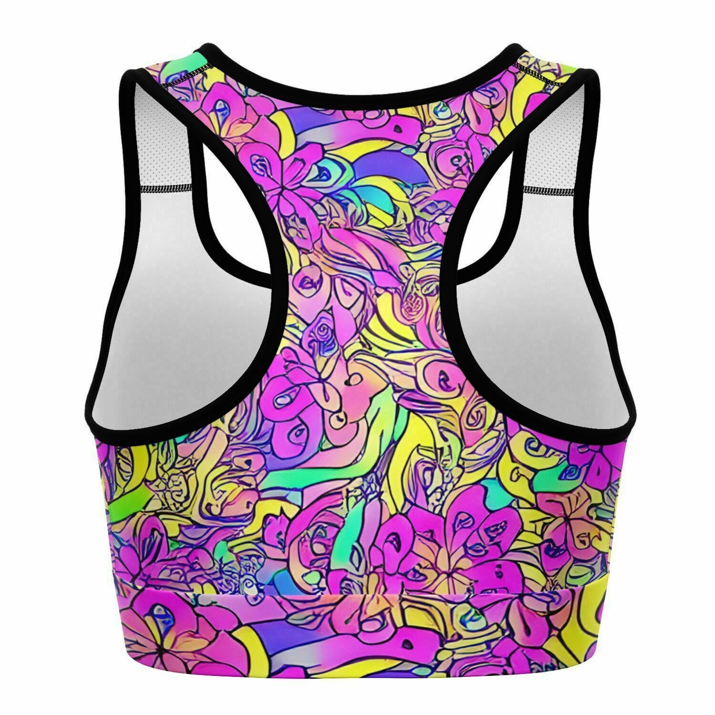 Pink Flower Pattern Sports Bra - Purdy Funk