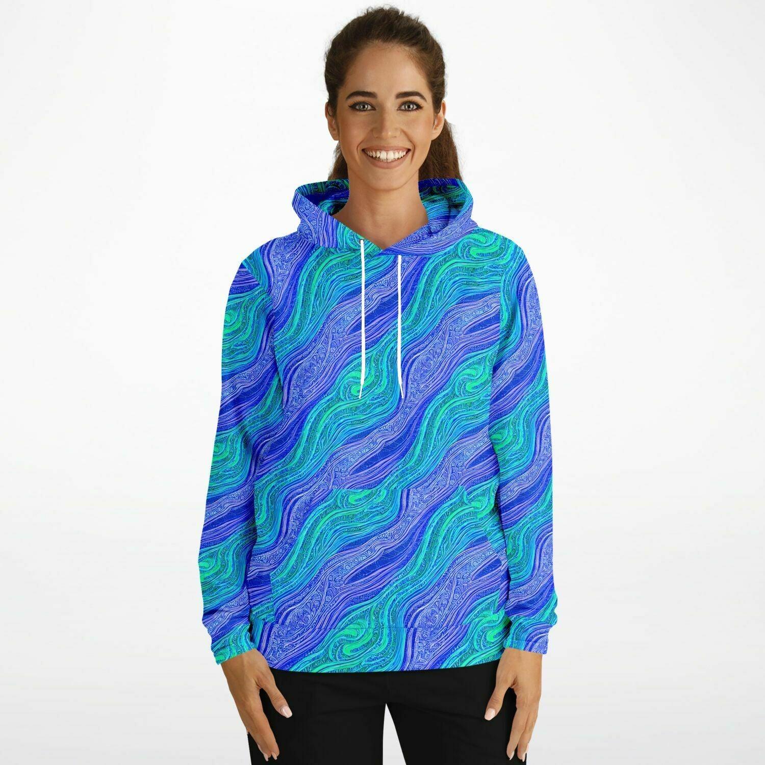 Vibrant Blue Waves Unisex Hoodie – Unique Comfortable Streetwear - Purdy Funk