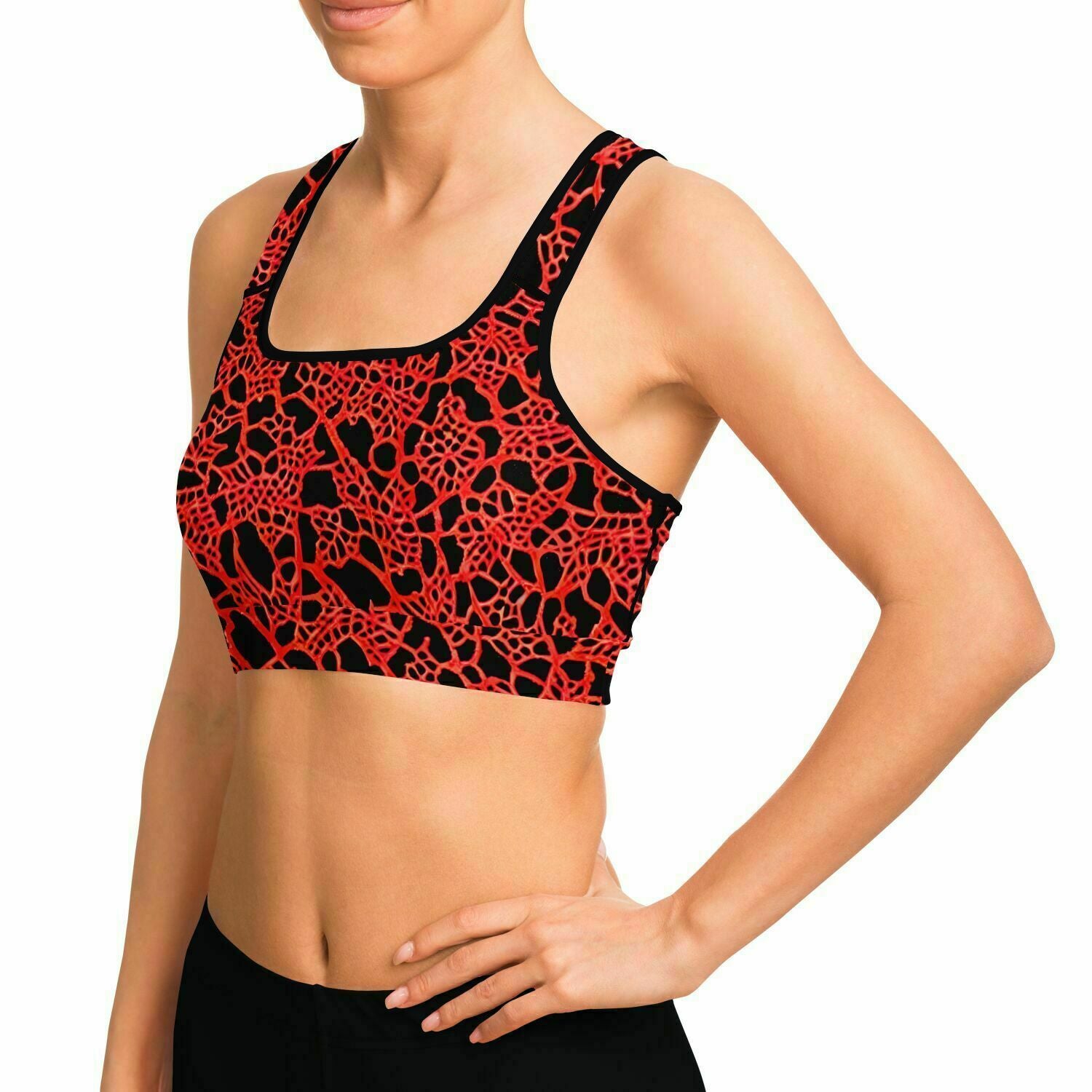 Red and Black Lace Sports Bra - Purdy Funk