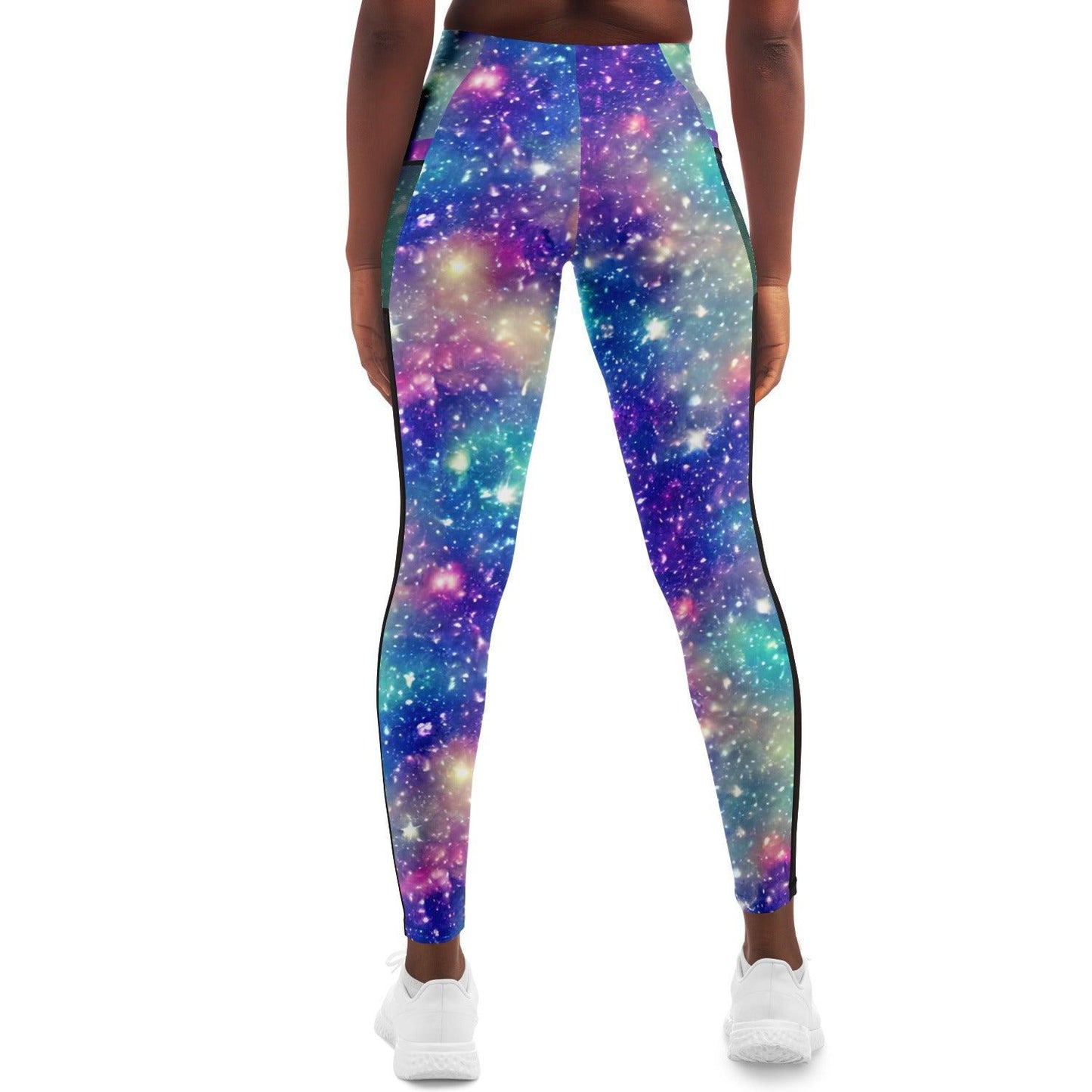 Galaxy inspired Black Mesh Pocket Leggings - Purdy Funk