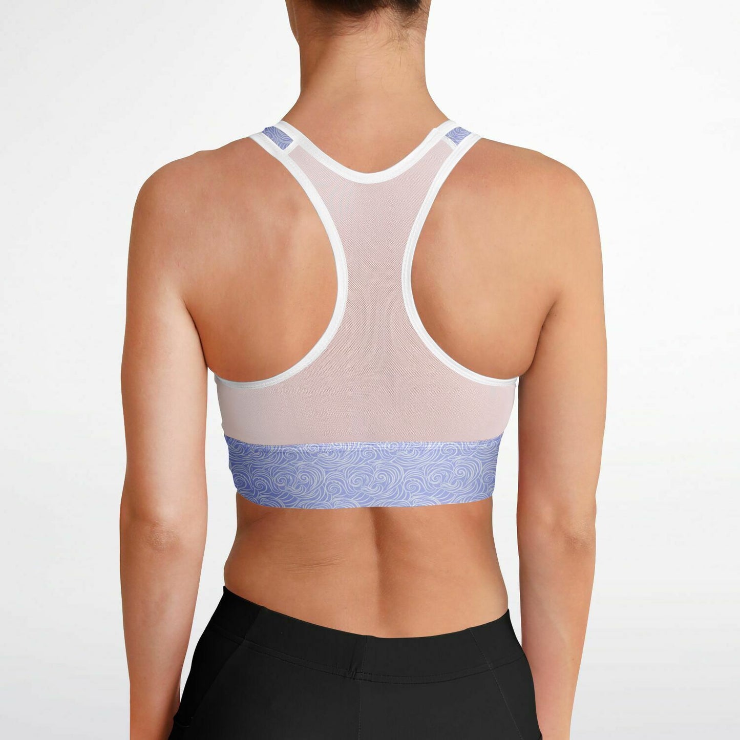 Lilac Patterned Mesh Padded Sports Bra