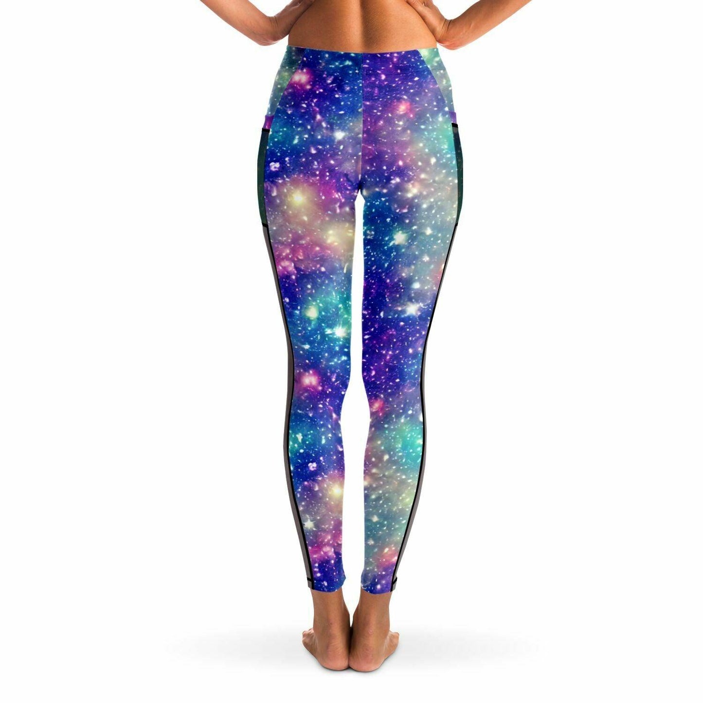 Galaxy inspired Black Mesh Pocket Leggings - Purdy Funk