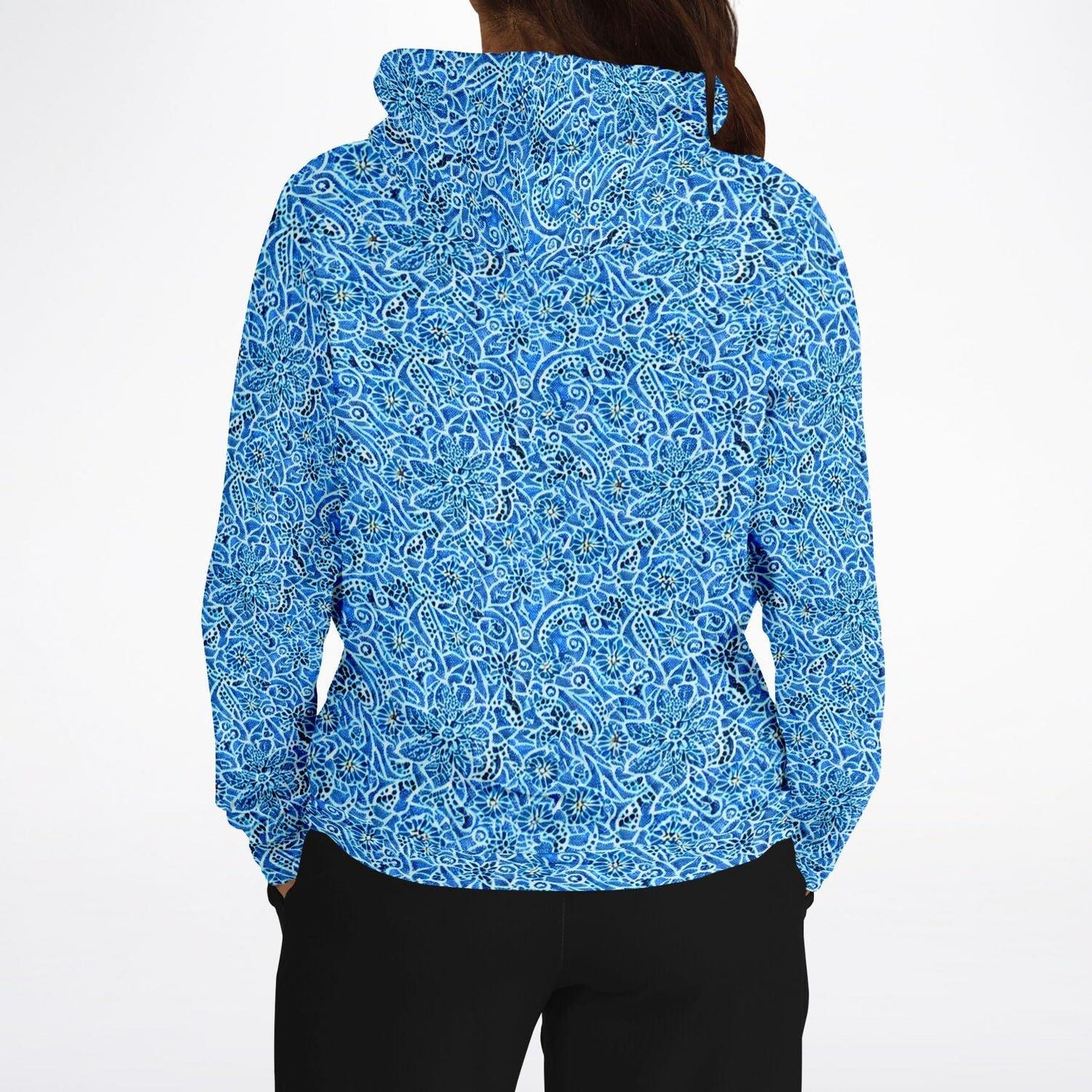 Pretty Blue Paisley Patterned Hoodie - Purdy Funk