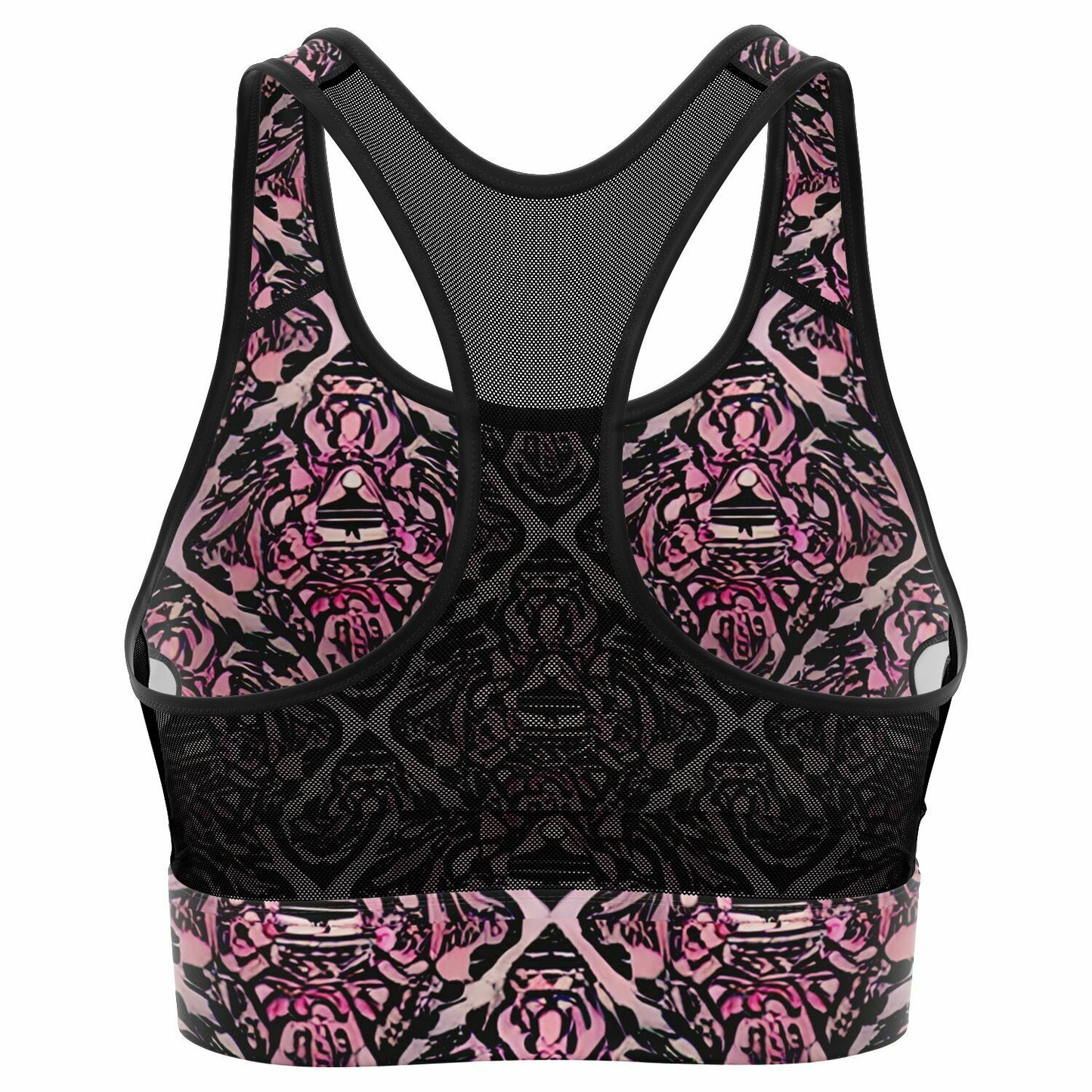 Pink Pattern Mesh Padded Sports Bra - Purdy Funk